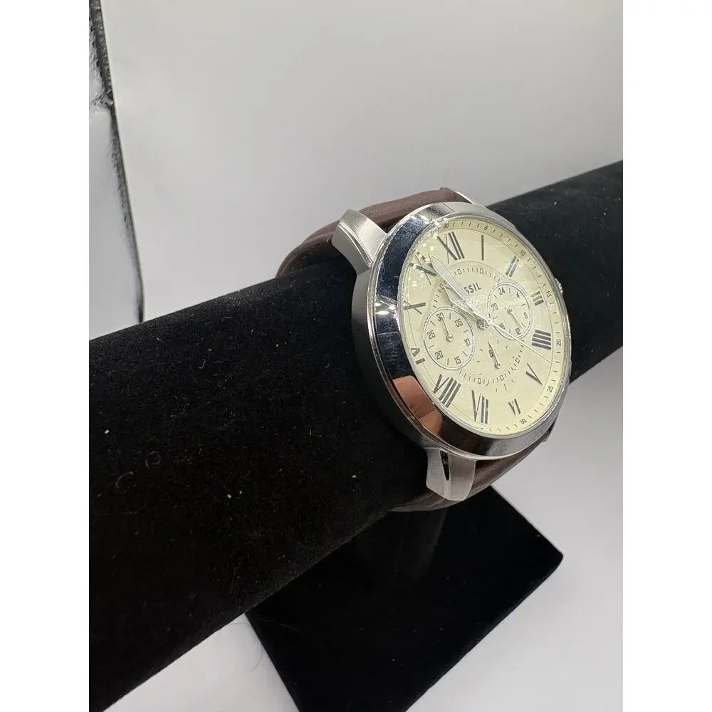 Fossil Chronograph Stainless Steel Watch Brown Leather